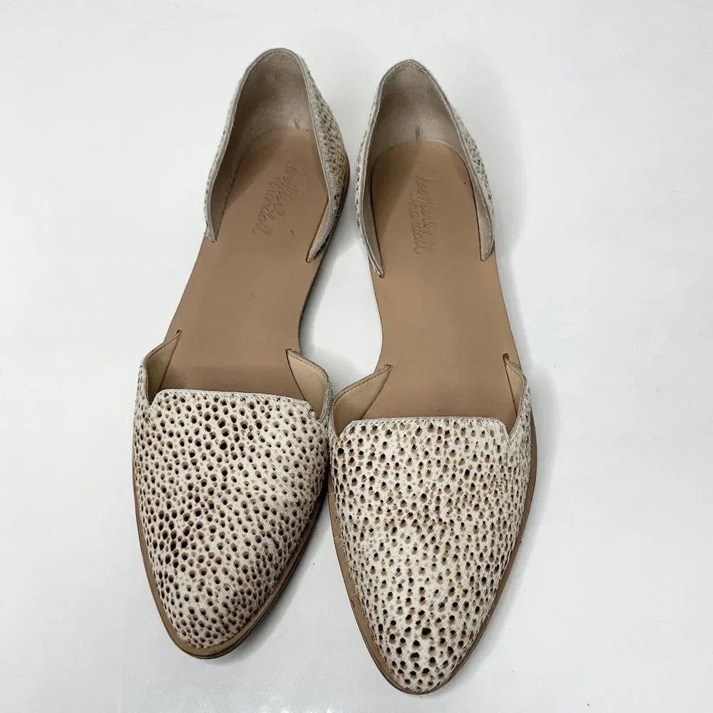 Loeffler Randall Pony Hair Animal Print D'Orsay Flats Size 7.5